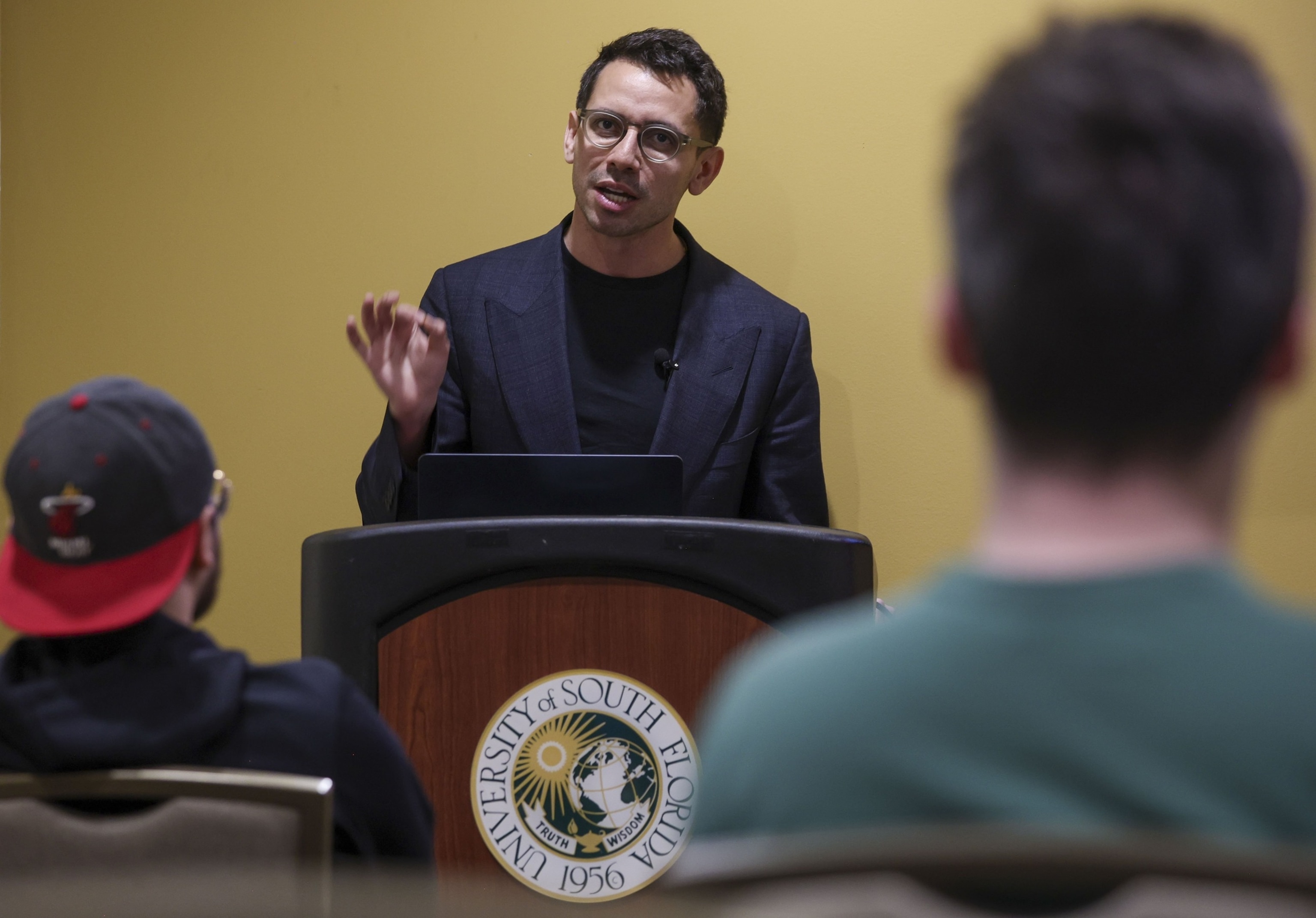 Fishback speaking to supporters at campaign rally